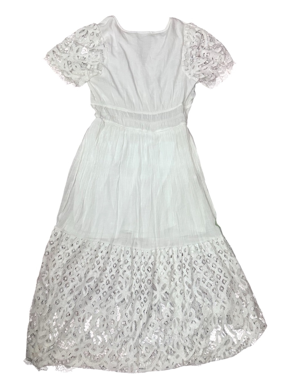 J Cee Woman”s White Lace-Trim Dress Size L Elegant Summer Bohemian Romantic - Picture 2 of 11